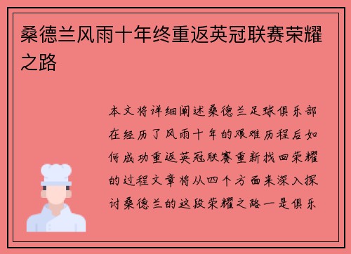桑德兰风雨十年终重返英冠联赛荣耀之路